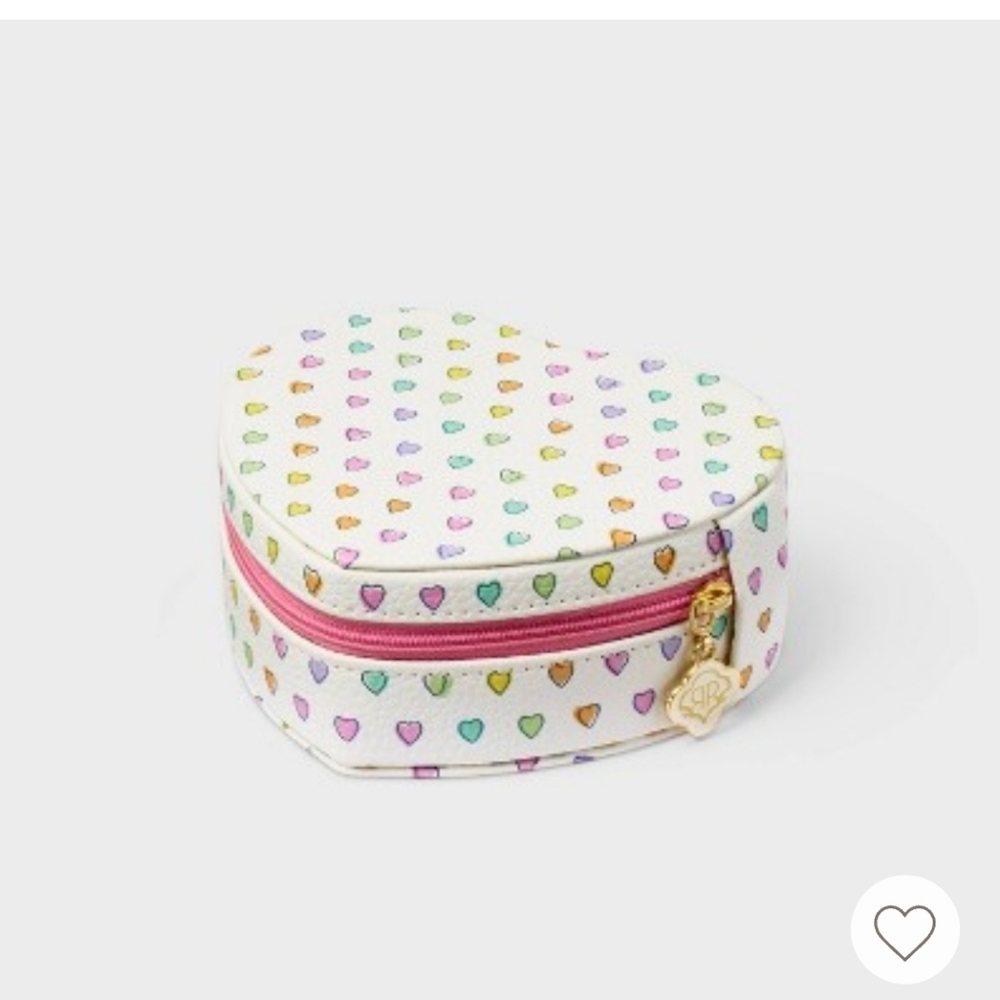 NWT Roller Rabbit x Target Disco Wave Hearts Heart Shaped Jewelry Box White/Pink